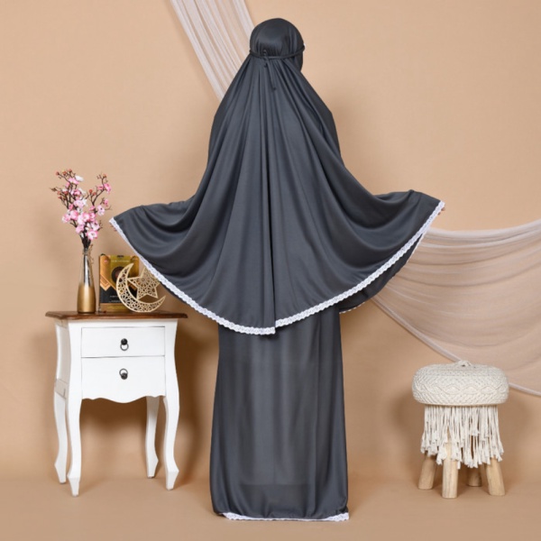 Mukena Tazbiya Harvest Bloom Blue - Abu-abu Murah