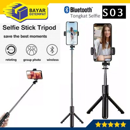 Tongsis S03 Selfie Stick Integrated Tripod Bluetooth Remote Control