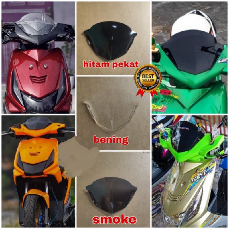 visor beat karbu / visor custom motor bebas  (karbon-bening-hitam)