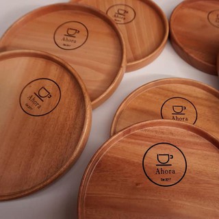 Engraved Round Tray Nampan Kayu Bulat  Wooden Tray 