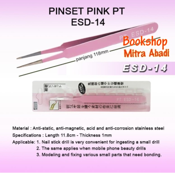 Pinset/Tweezer Serbaguna Anti Magnetic PT ESD 12 ESD 13 ESD 14 ESD 15 Pink