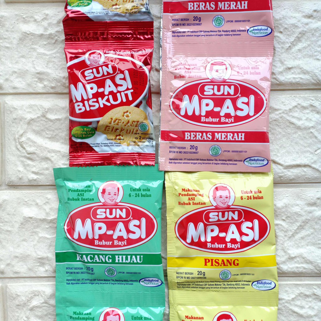 SUN Mpasi Bubur Sereal Susu Biskuit Sachet Ubi Ungu 20gr Mp-asi Mp Asi Makanan Bayi Usia 6 bulan 6+