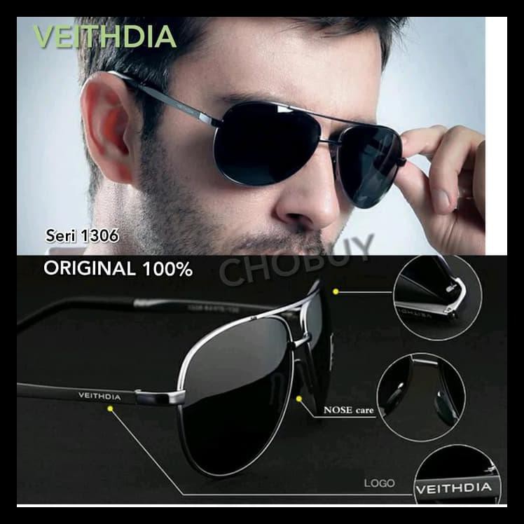 Indh VEITHDIA kacamata Polarized anti silau UV Original seri 1306 full set - FRAMEHITAM TERPERCAYA