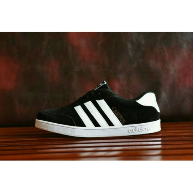 SEPATU CASUAL PRIA ADIDAS CAMPUS HITAM PUTIH