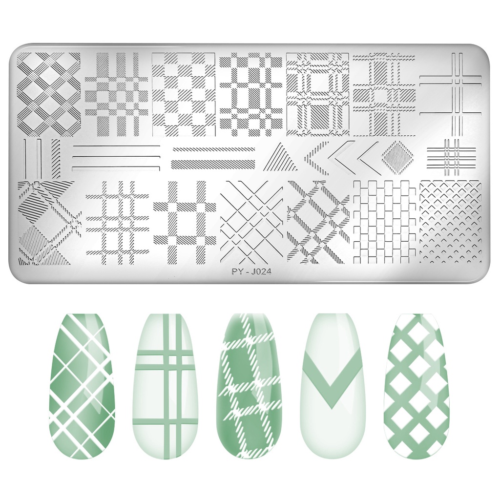 12 Gaya / Set Template / Manicure Transfer Template Stencil Motif Geometri / Bunga / Garis / Tulisan Untuk Nail Art / Manicure