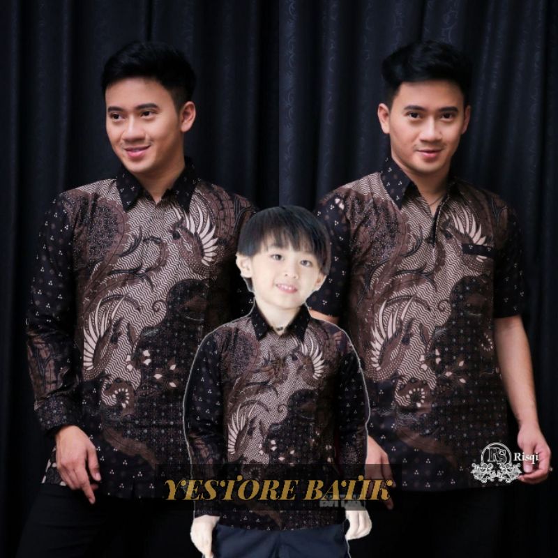 0BAJU BATIK COUPLE AYAH ANAK LENGAN PENDEK, BAJU BATIK PRIA CICAK ROWO, BAJU ANAK COWOK COUPLE AYAH, BAJU BATIK KELUARGA, SERAGAM BATIK, COUPLE BATIK MOTIF CICAK ROWO