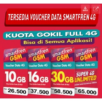 VOUCHER DATA SMARTFREN | 10GB 16GB 30GB 60GB | PAKET DATA SMARTFREN MURAH