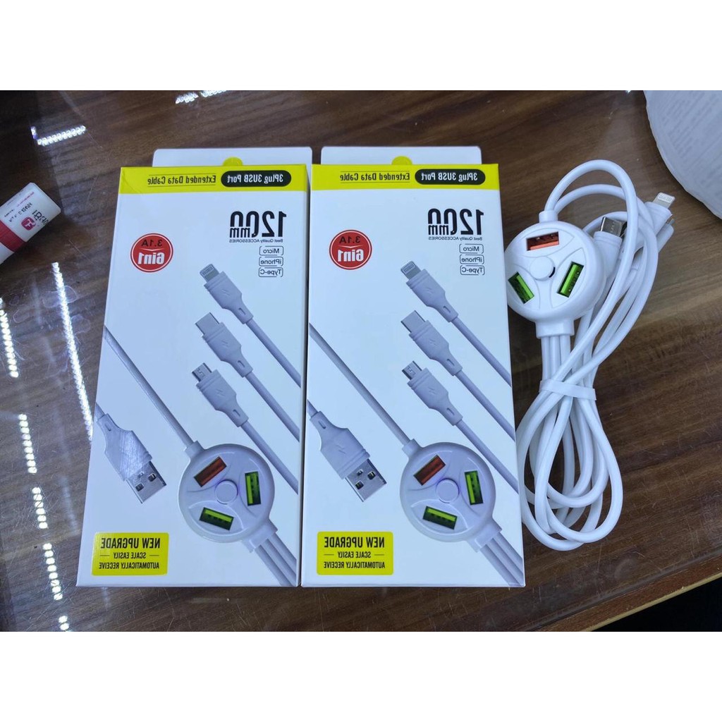 kabel data 3Plug 3USB port 3.1 6in1 pjg 140cm Data cable