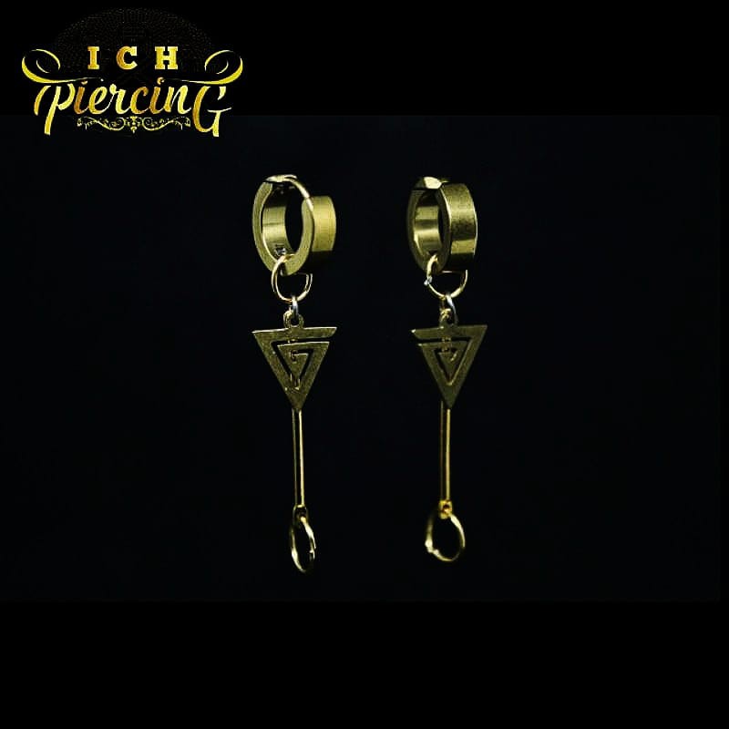 ANTING TINDIK DAN JEPIT STYLE PRIA KOREA / ANTING PRIA SEGITIGA BATANG GOLD