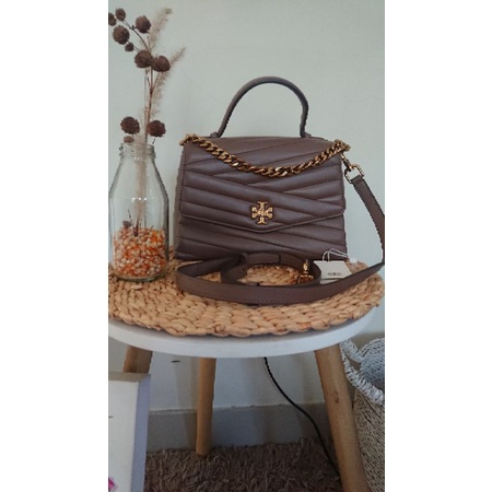 Preloved Tas Tory Burch Kira Chevron Taupe Top Handle