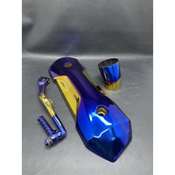Tameng Knalpot-Cover Knalpot Twotone + Corong Knalpot Twotone + Engkolan Twotone Honda Matic Beat Scoopy Spacy