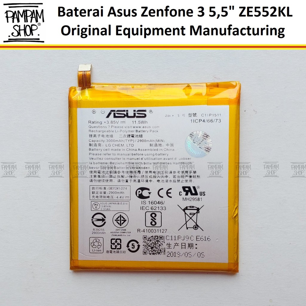Baterai Asus Zenfone 4 Selfie ZD553KL 3 5.5 Inch ZE552KL C11P1511 Original OEM Batrai Batre HP Ori