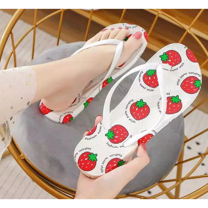 SANDAL JEPIT WANITA STAWBERRY BESAR SANDAL WANITA TERMURAH