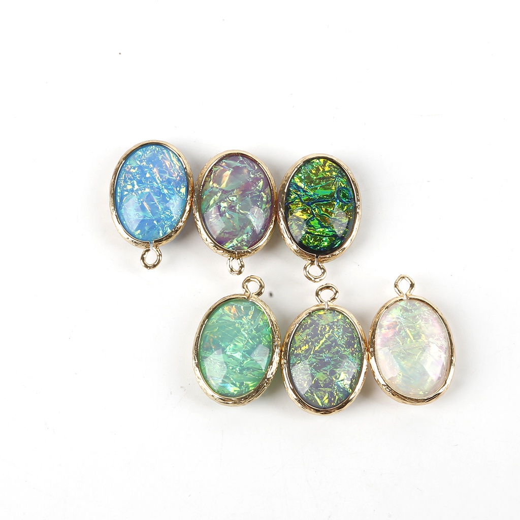 2 Pcs 15 X 20 Mm DIY Resin Anting-Anting Aksesoris Gelang Liontin Logam Tembaga Pesona Oval Berlapis Emas Pesona untuk Membuat Perhiasan