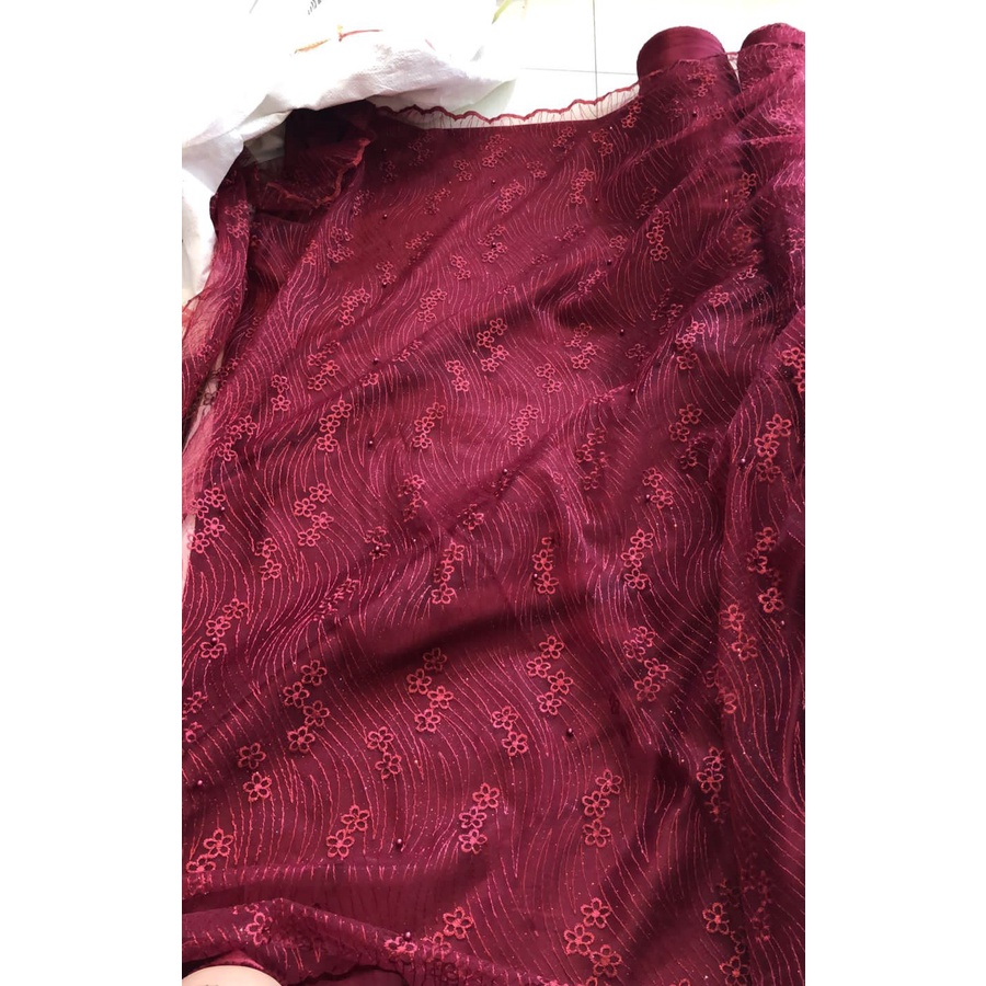 Paket bridesmaid/ tulle bordir mutiara/ kain brokat murah/ kain seragam