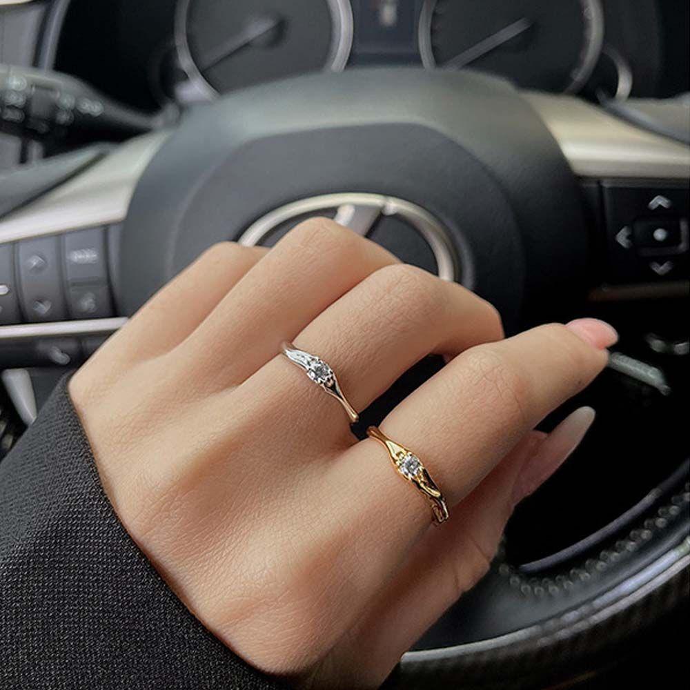 Mxbeauty Wanita Pembukaan Cincin Trendi Pernikahan Untuk Gadis Temperamen Zirkon Kristal Ekor Rings