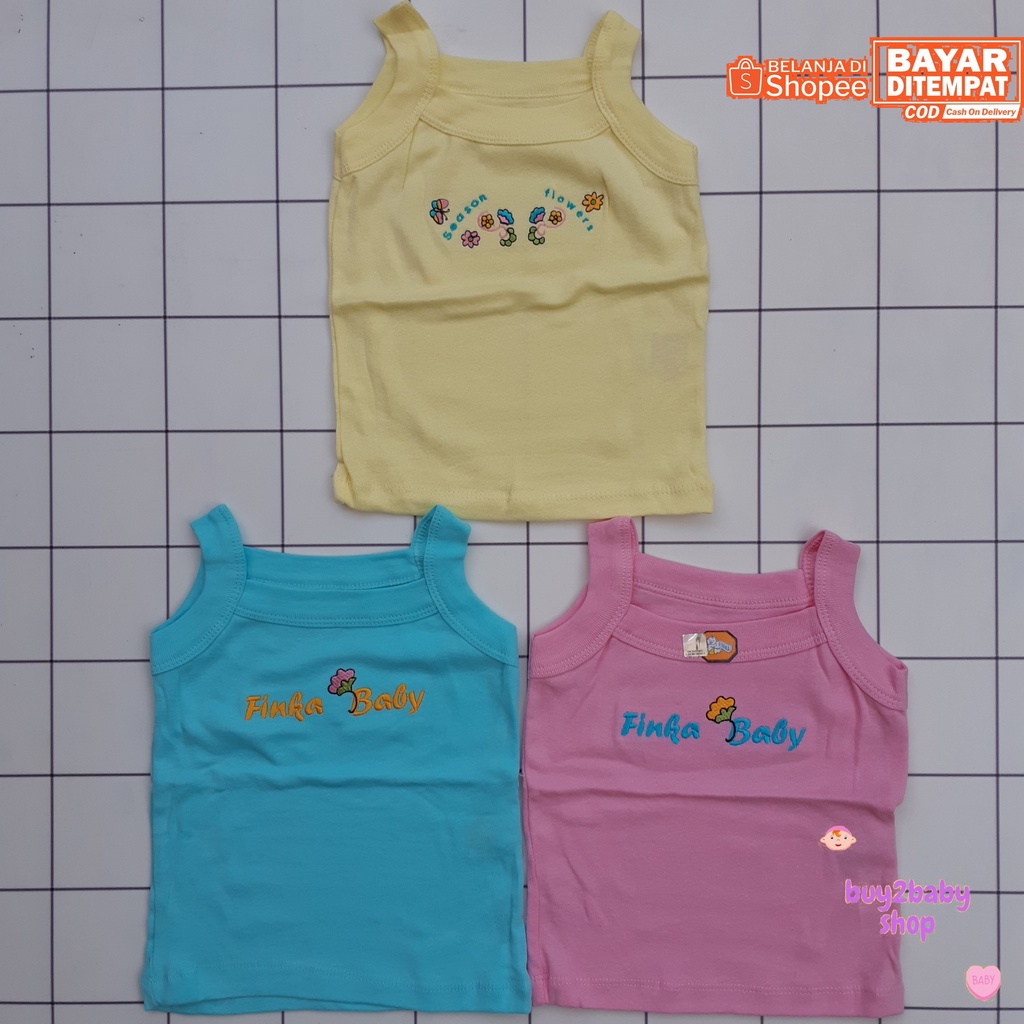 Kaos singlet bayi cewek model tangtop 2 motif warna 0-3 Bulan 3 PCS