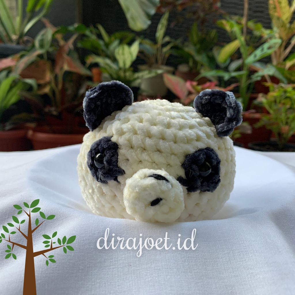 Boneka Rajut Kepala Panda/Plushie Amigurumi Panda | dirajoet