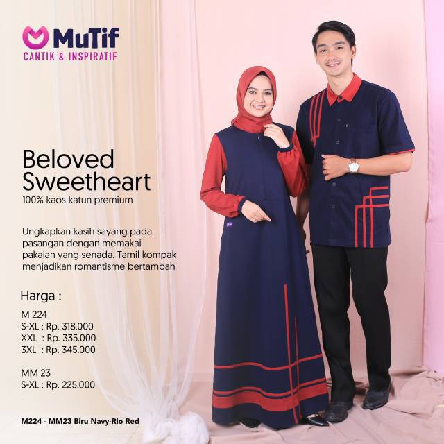 Couple Kaos Gamis MUTIF 2020 MUTIF 224 MM 23 BIRU NAVY