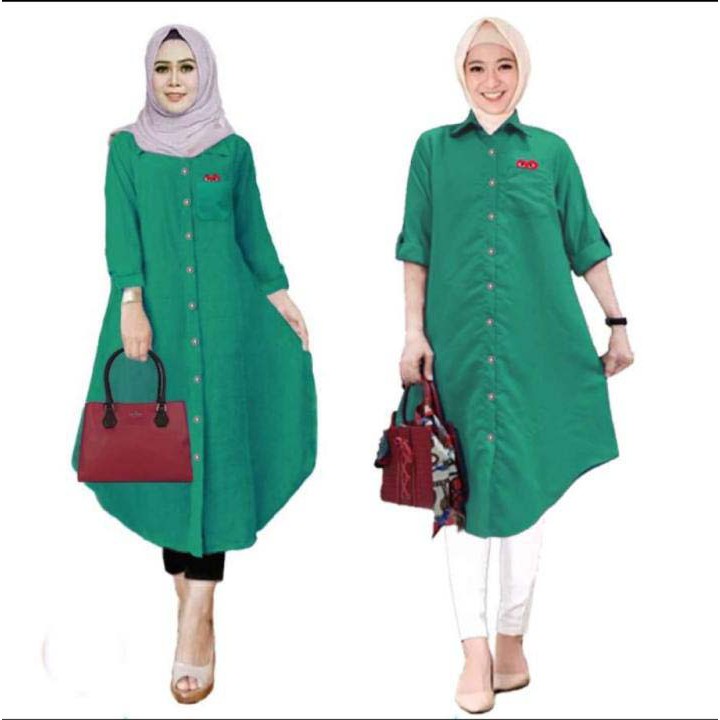 LVB Baju Atasan Tunik Wanita LONG TUNIC POCKET PLY / Tunik Panjang uk. L - XL - XXL / 17656 17659