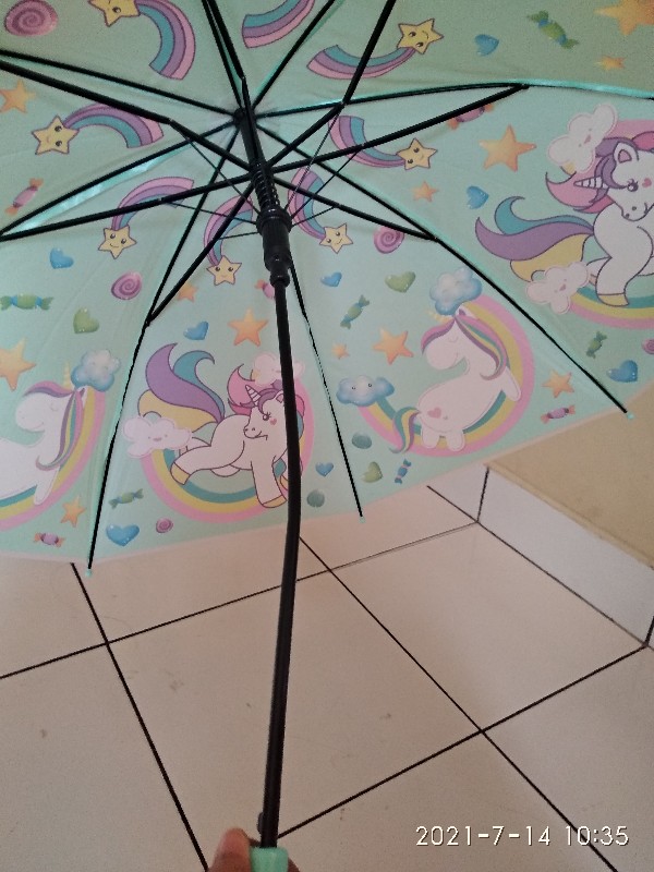 Payung Anak Karakter Unicorn Gagang Tongkat.