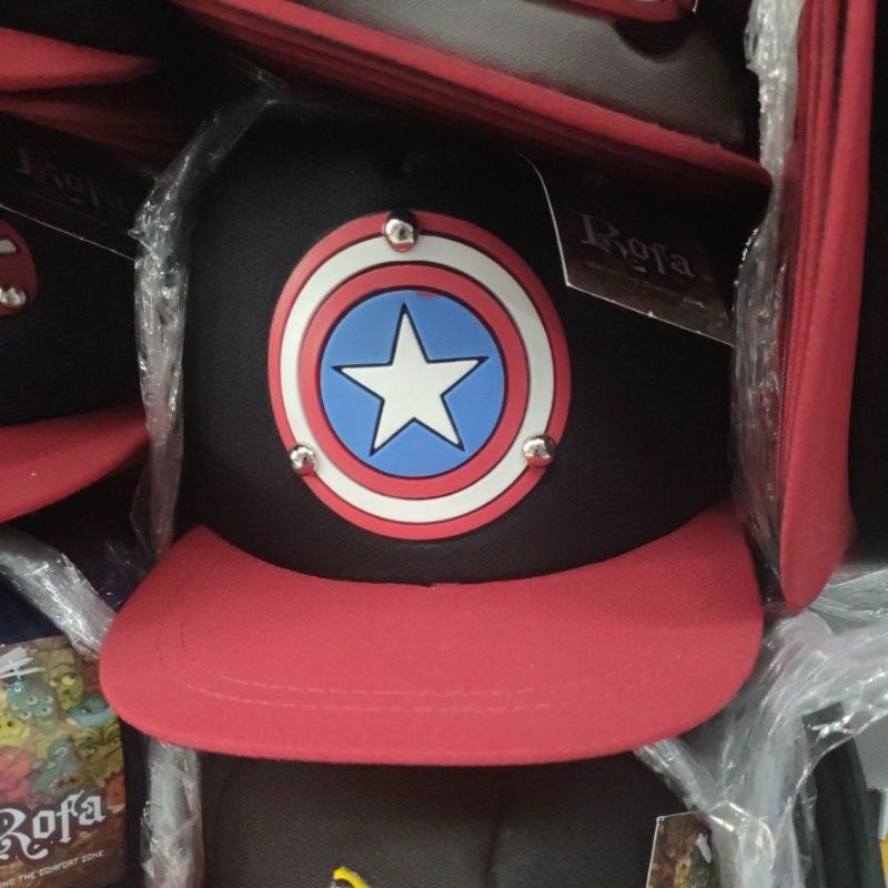 Topi Anak Snapback anak/Topi ploking anak/topi anak karakter-capt america hitam