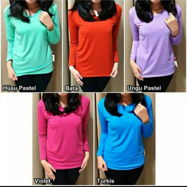 Kaos cewek cantik V-NECK  panjang/oblong kekinian
