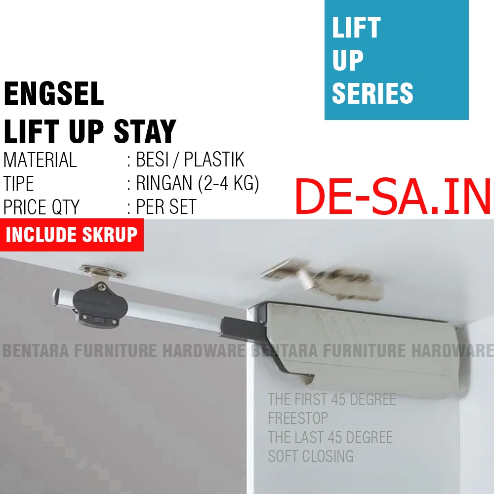 LID UP FLAP STAY FREE-STOP SOFT-CLOSE ENGSEL PINTU DAPUR HYDRAULIC SUPPORT KITCHEN DOOR TOP CABINET LIFT UP STAY HIDROLIK PINTU DAPUR SENYAP KABINET ATAS