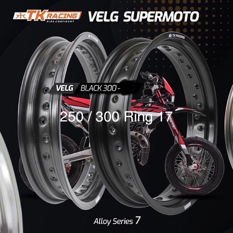 Velg almu supermoto TK klx 150 CRF 150L yamaha Wr TK Racing 250 & 300-17 Hitam / gold