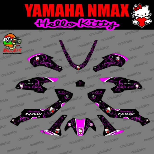 STRIPING STIKER YAMAHA NMAX HELLO KITTY PINK