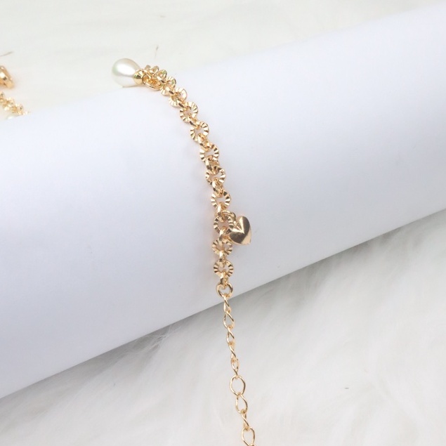 Gelang Rantai Wanita Liontin Mutiara Putih Perhiasan Imitasi GD 201451