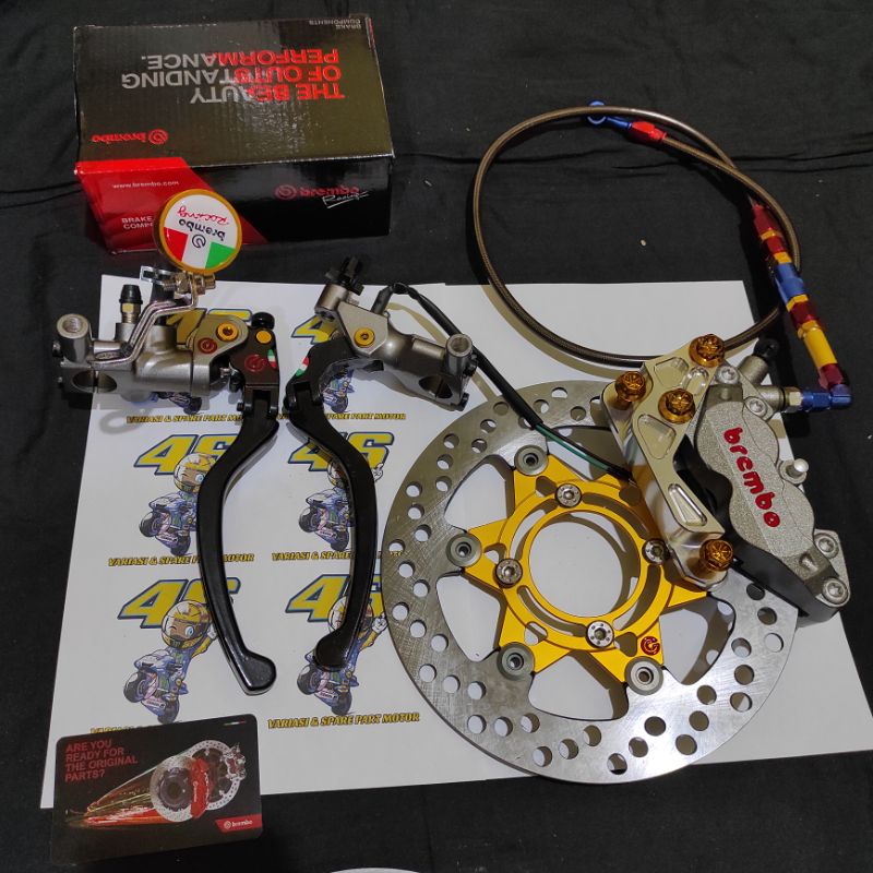PAKET KALIPER BIGPOT 4 PISTON + BREKET BEAT, SCOOPY RING 14, VARIO110, VARIO125 + MASTER REM IZUMI +