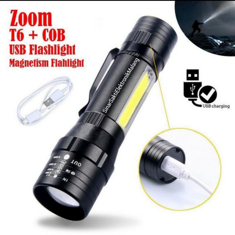 Senter Swat Mini Zoom Led Tangan/ Police lampu kecil Camping Charger