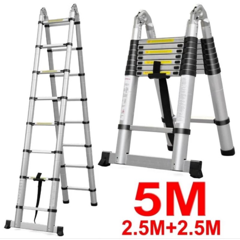 tangga aluminium teleskopik 5 meter dobel