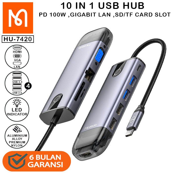 MCDODO Type C Hub 10 in 1 HU 7420 PD 100w HDMI USB 3.0 TF/SD