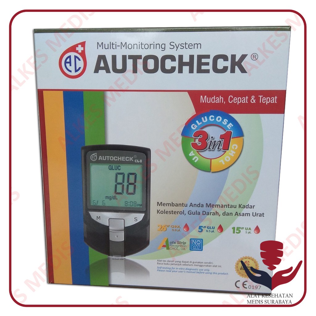 Jual Alat Test GCU Autocheck 3 In 1 Cek Glucose Cholesterol Uric Acid ...