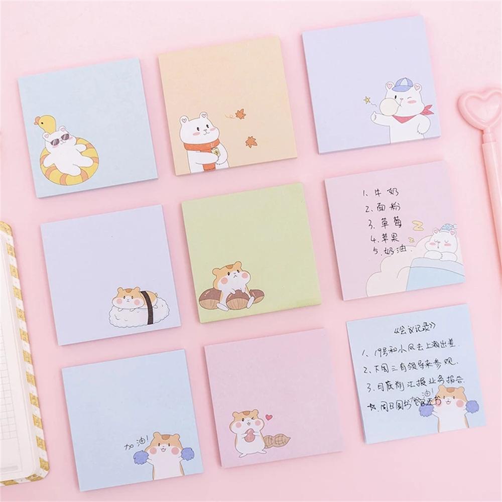 [Elegan] Sticky Notes Beruang Hamster Aksesoris Kantor Planner Stiker Alat Tulis Bantalan Tulisan