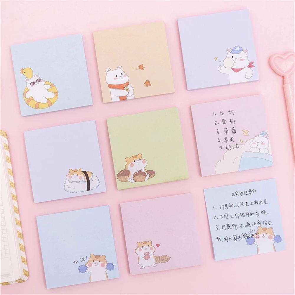 [Elegan] Sticky Notes Beruang Hamster Aksesoris Kantor Planner Stiker Alat Tulis Bantalan Tulisan