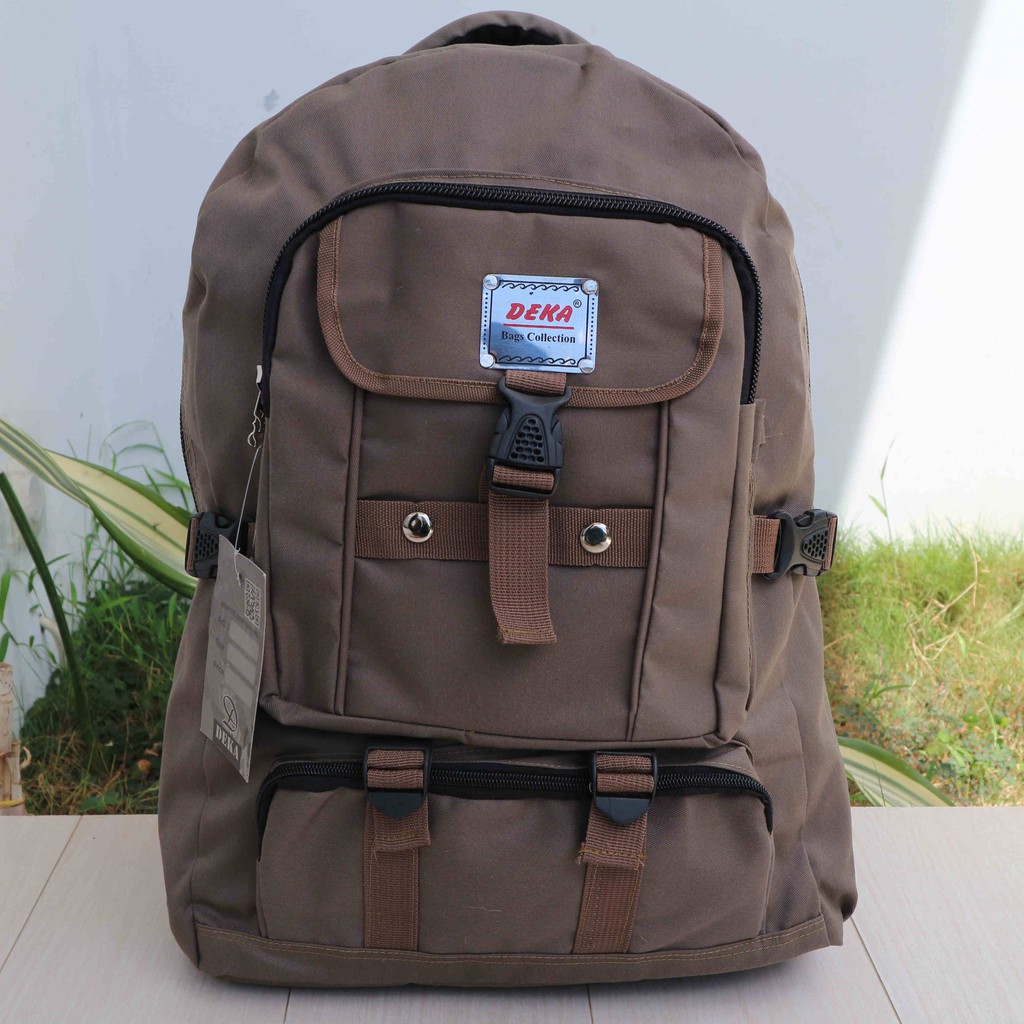 Jual Tas Ransel Gendong Distro Canvas Merk Deka Warna Coklat Murah