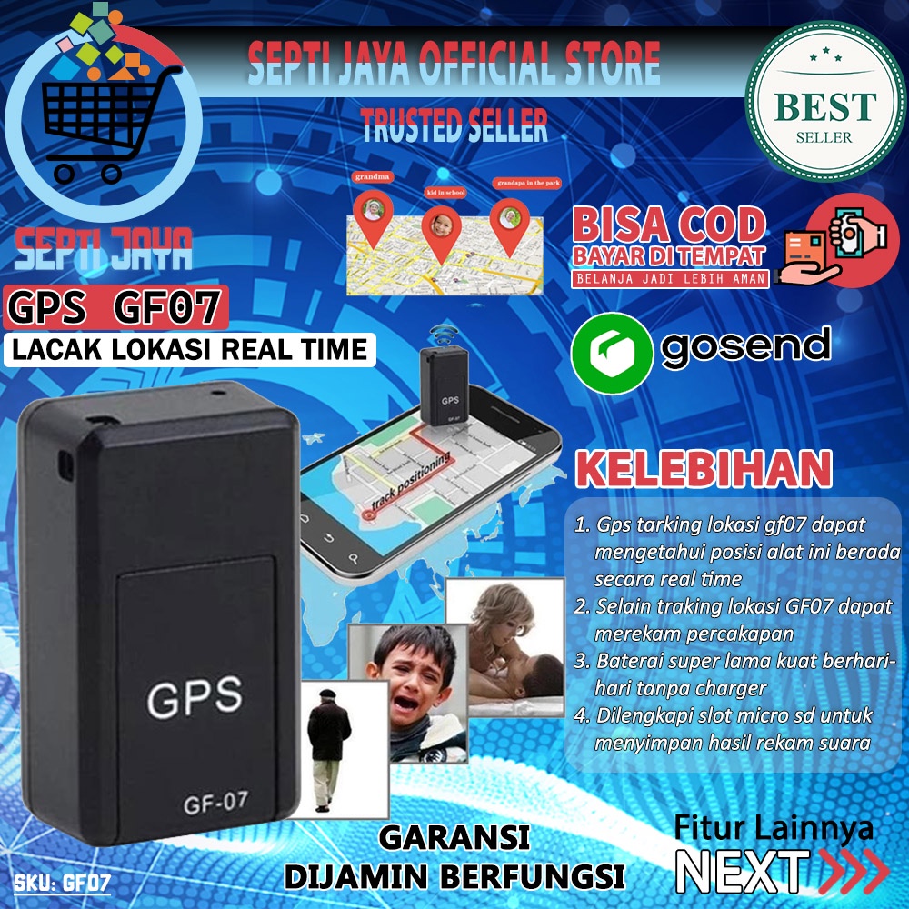 GF07 Tracker Mini Alat Pelacakan Lokasi GF07 GSM Locator Pematau Suara Lacak Lokasi Real Time Rekam 