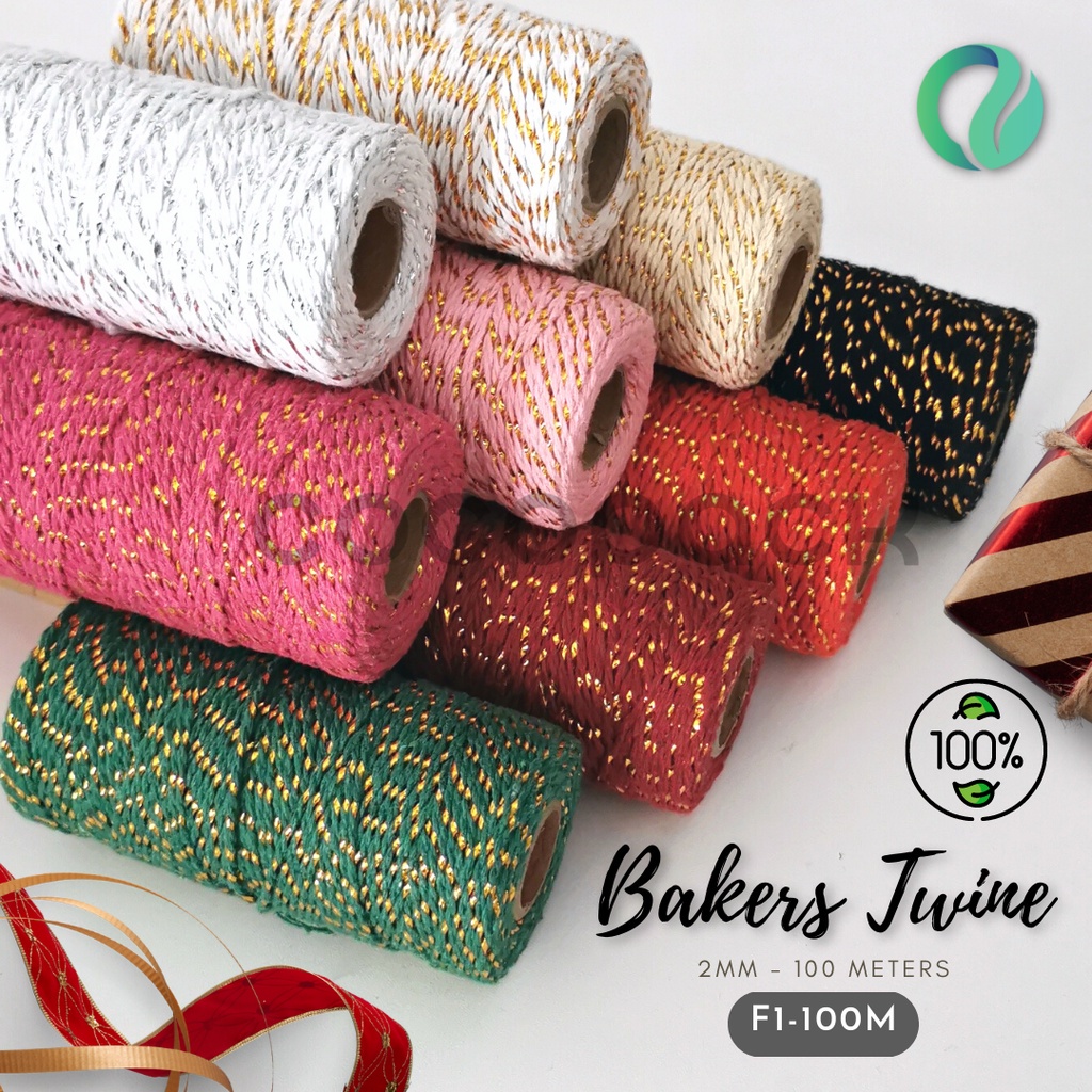 Sparkle Bakers Twine Benang Ikat Katun Hias Tali Warna 2mm 100M