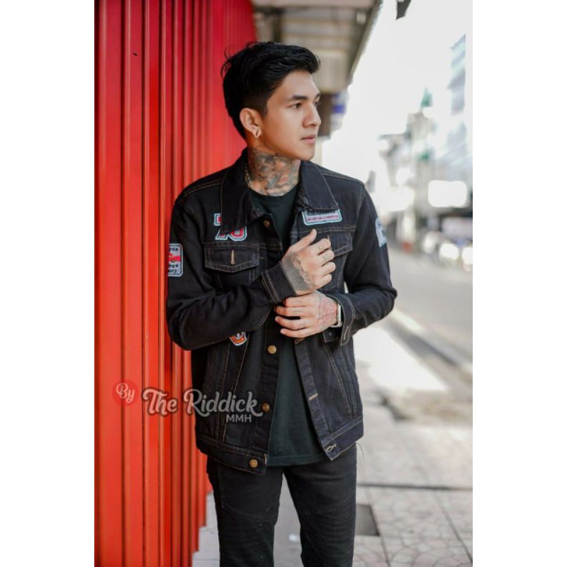 JAKET JEANS PRIA EMBLEM - JAKET DISTRO DENIM THE RIDDICK TIDAK LUNTUR JAKET MURAH
