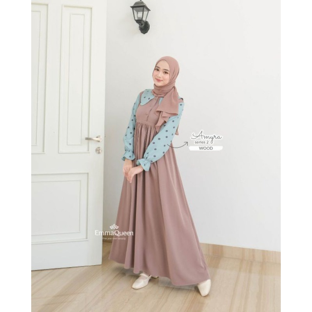 Emmaqueen Amyra Dress Korean Style Gamis Muslim Syari Original Emmaqueen Tersedia Size S-XXL