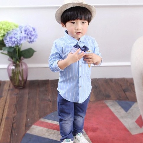 Setelan anak motif garis - garis | Setelan line eight blue