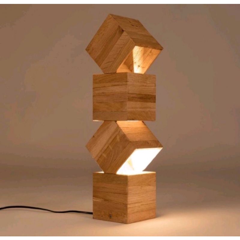 Lampu meja tidur kayu / lampu tidur meja hais , lampu tidur aesthetic  jati belanda