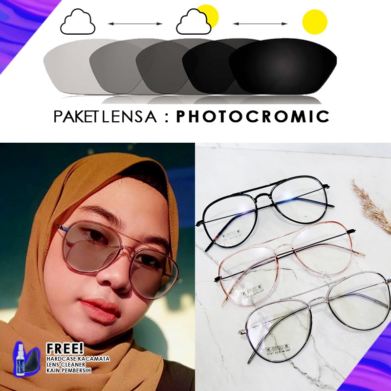 Kacamata Photocromic Lentur Aviator Blueray Minus Antiradiasi Bluecromic