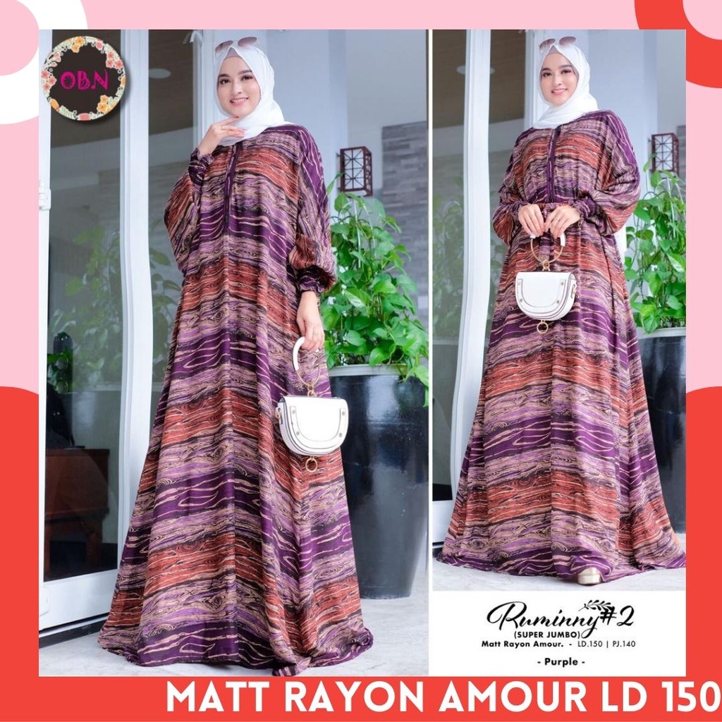 ruminny maxy super jumbo pakaian baju gamis dress long dres maxi rayon motif ld 150 big size bigsize