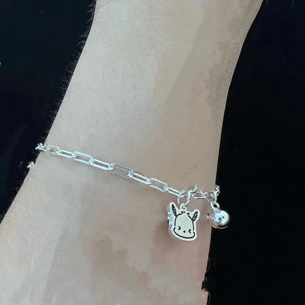 Gelang Tangan Rantai Liontin Anjing Bahan Alloy Warna Silver Untuk Wanita