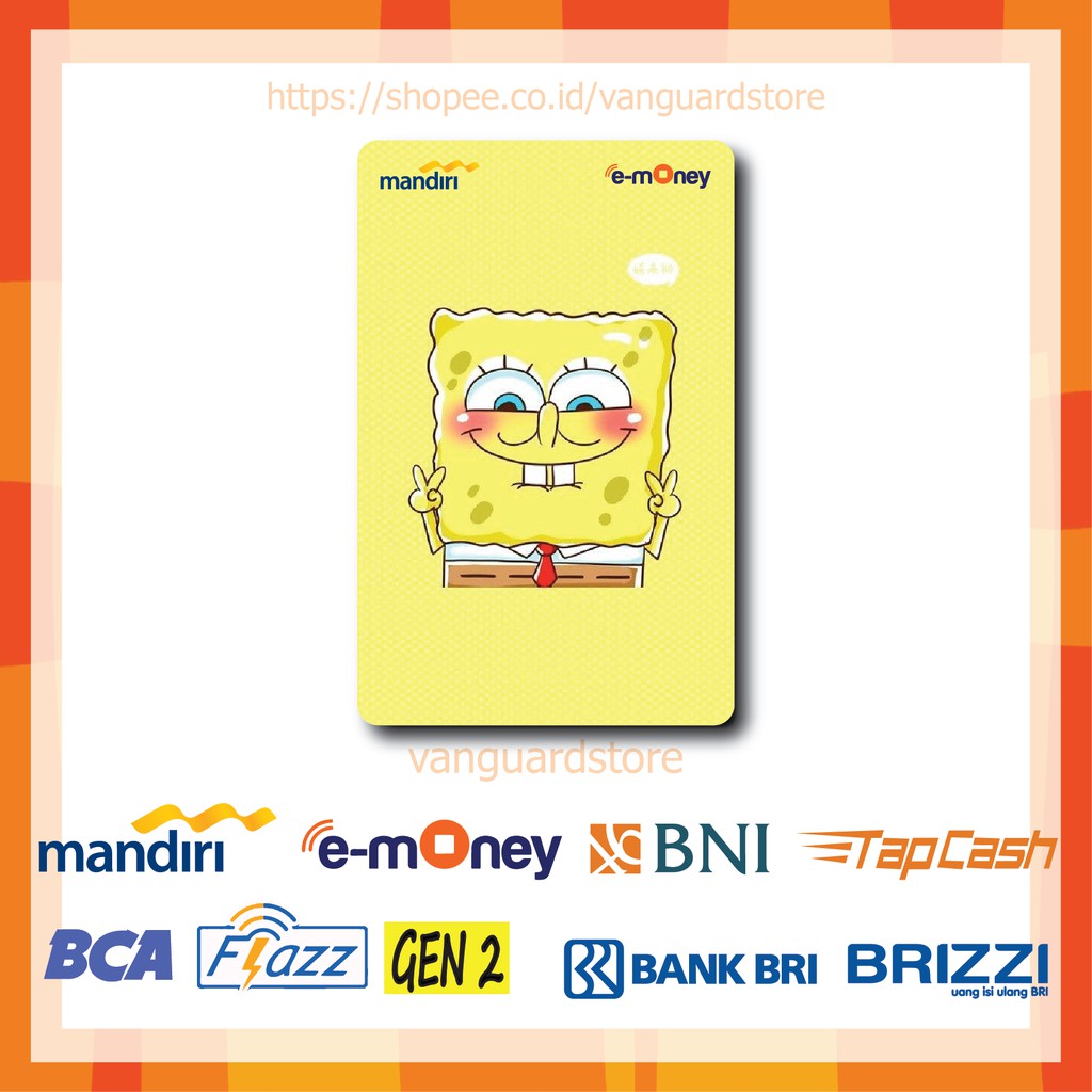 KARTU E MONEY E TOLL KARTUN SPONGEBOB LUCU ANIME 16 EMONEY MANDIRI FLAZZ BCA BNI TAPCASH BRIZZI BRI