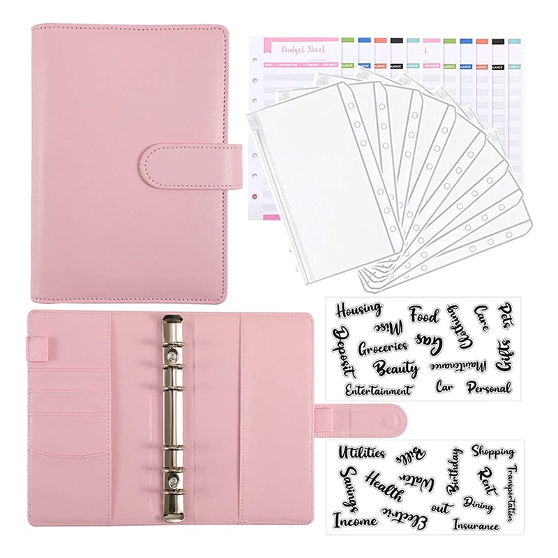 Cash Envelopes for Budgeting,A6 Budget Binder,Binder Pockets,Expense Budget Sheets,Money Folder Wallet Organiser(Pink)